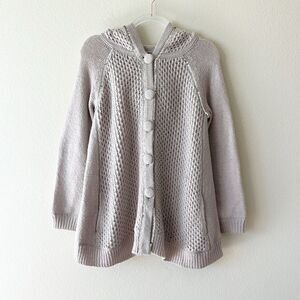 Rebecca Taylor Mohair Wool Blend Knit Hooded Sequin Cardigan